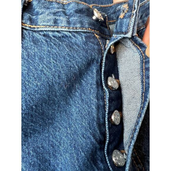 M.N.G. the Nora Jeans High Waist Raw Hem Denim Jeans in Blue Women's Size 6 - Picture 9 of 12